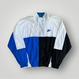 Vintage 90s Nike Black Blue White Windbreaker Jacket